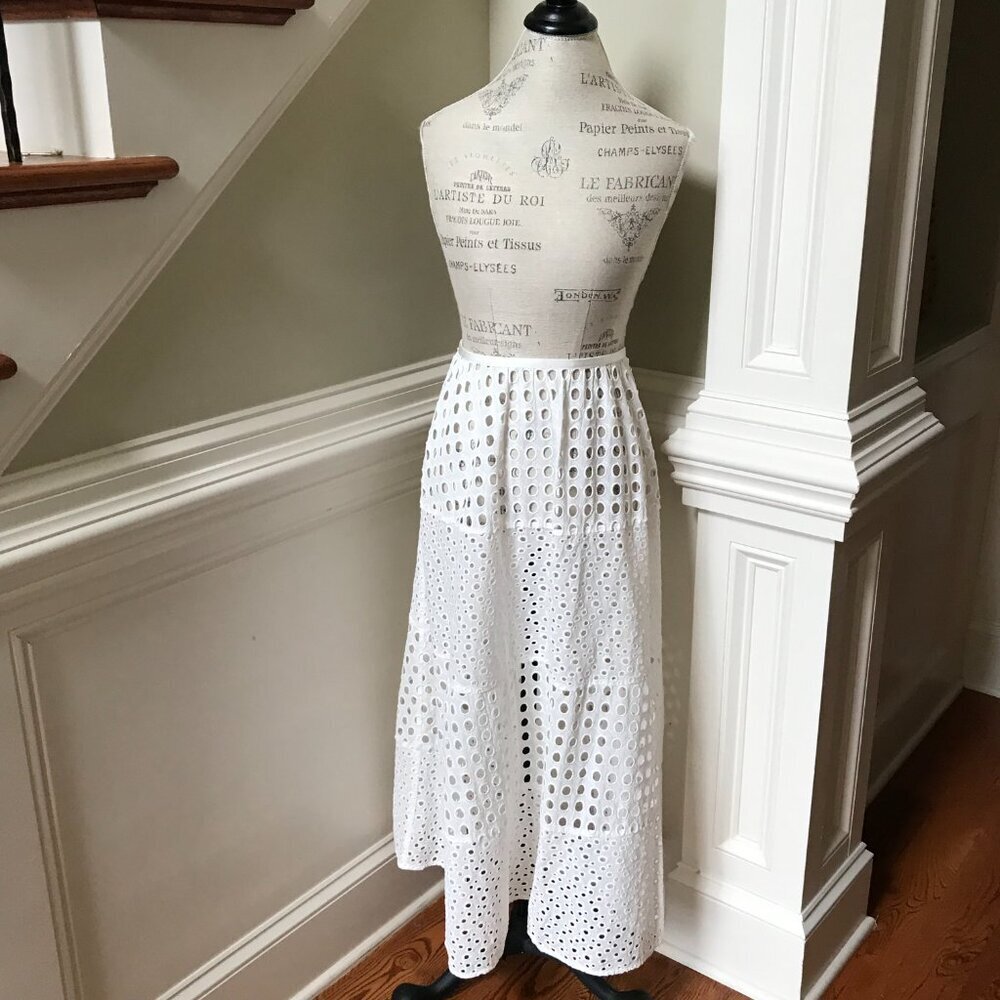 Solid & Striped the Georgia Eyelet Maxi Skirt Womens XL White Ivory Cover Up - Picture 3 of 14